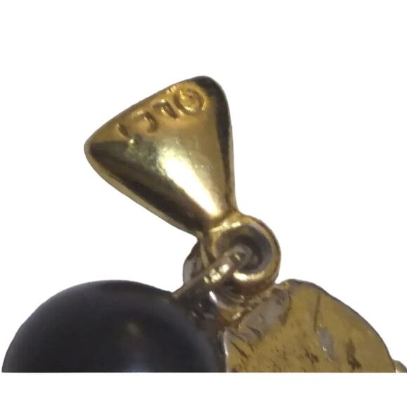 VTG Liz Claiborne Necklace 1990s Acrylic Amulet Beads Black And Gold Tone 11.5" - Picture 5 of 8